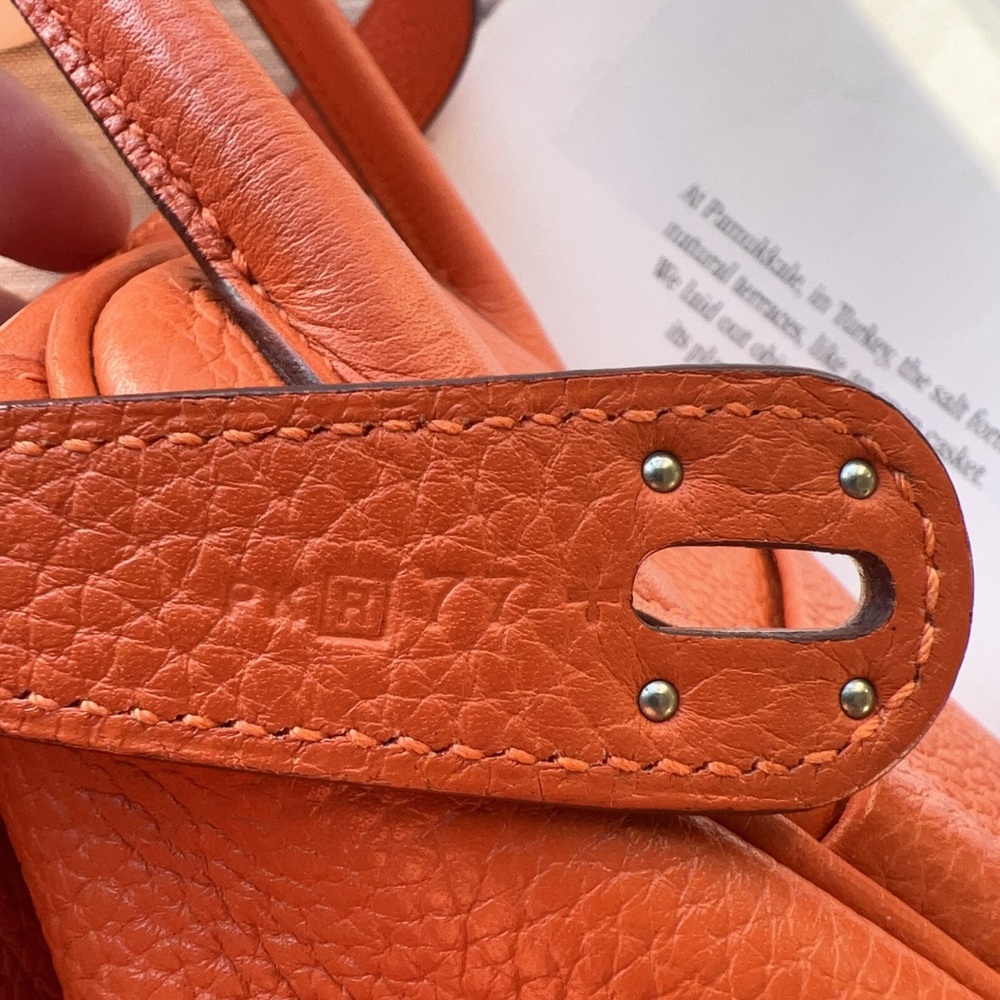 Hermes Orange Clemence Palladium Plated Lindy Bag 30 - Picture 10 of 12